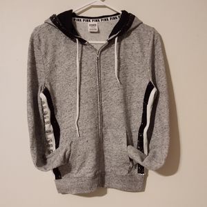 VS Pink Sequins Bling Full Zip Hoodie Size Medium